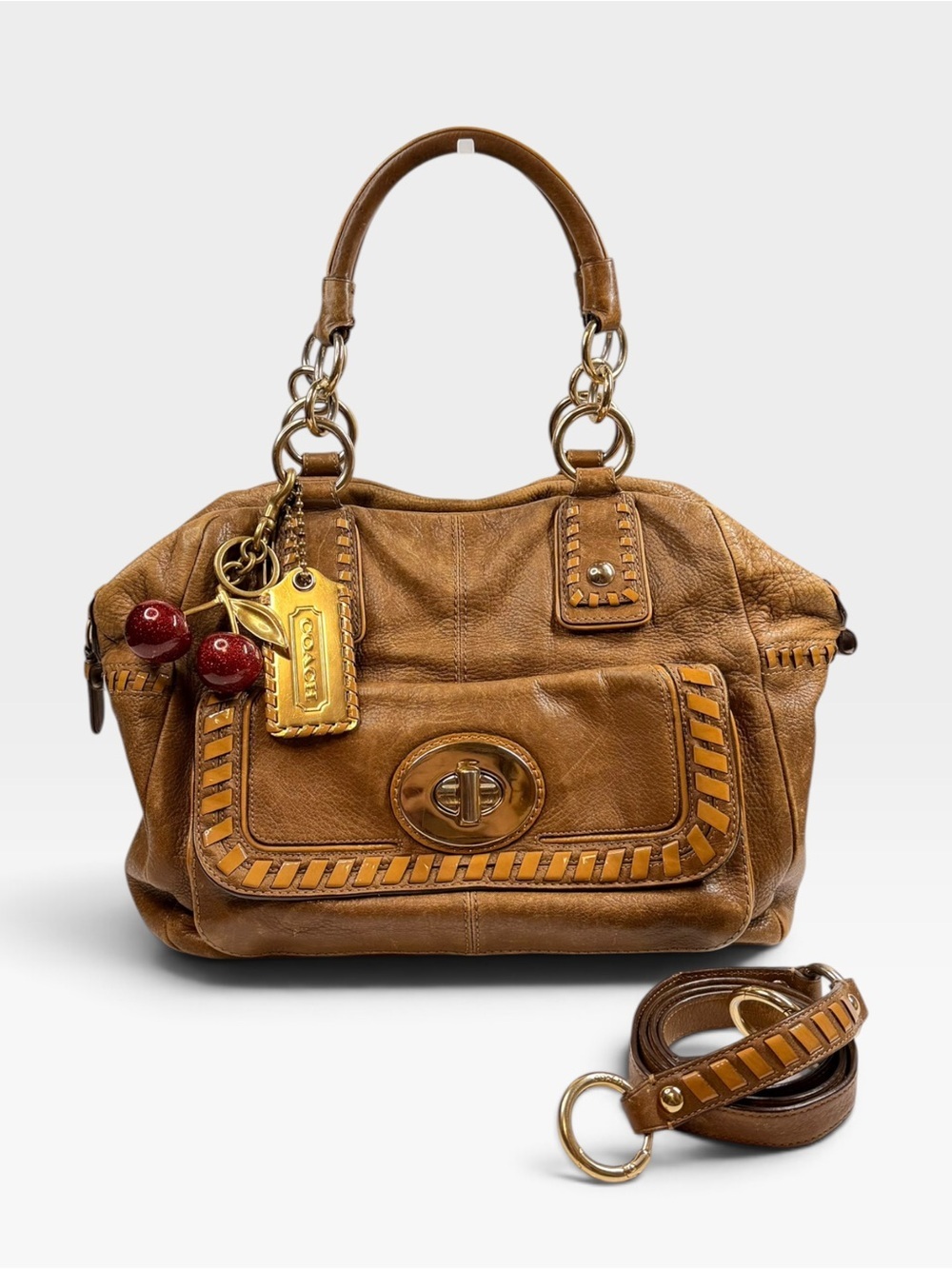🐻 Vintage Coach Whipstitch Turnlock Kisslock Slouchy Satchel — RARE